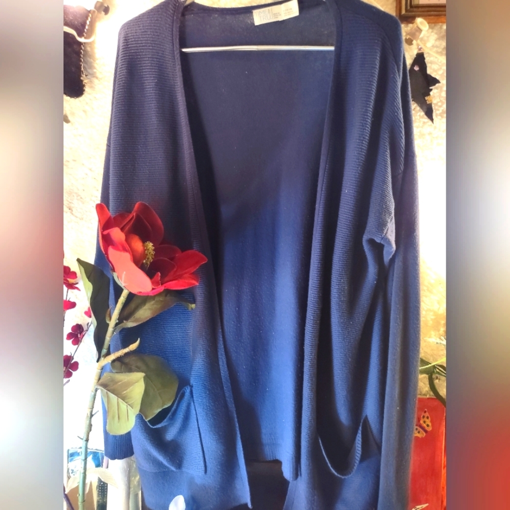 Women's Blue Open Front CARDIGAN LAST PRICE